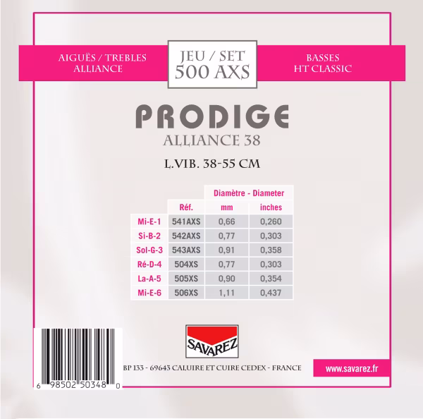 Savarez 500AXS Prodige Alliance 38 - Corzi din nailon pentru chitară clasică