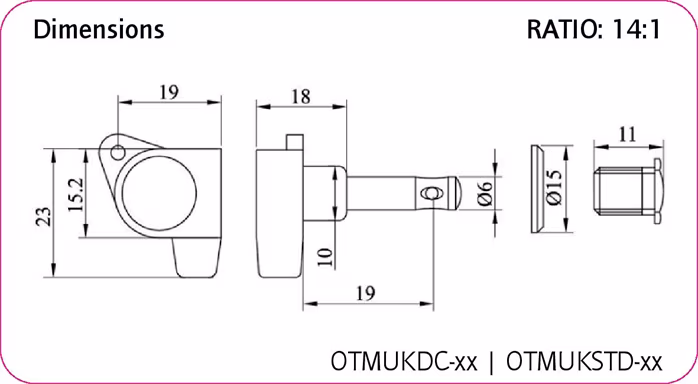 Ortega OTMUKSTD-CR - Mecanică ukulele 