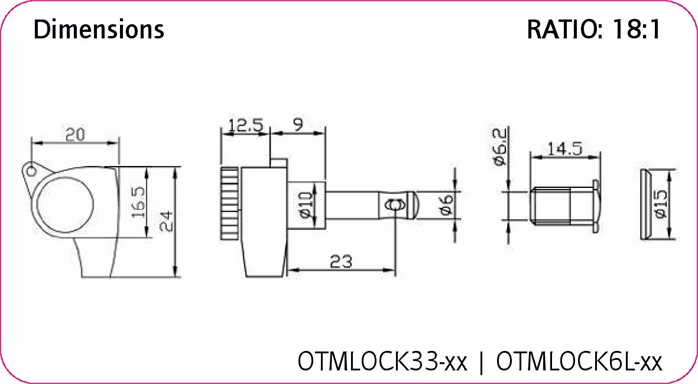 Ortega OTMLOCK6L-GB - Mecanică chitară 