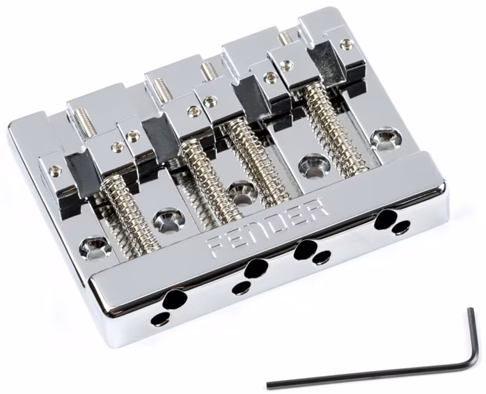 Fender HiMass 4-String Bass Bridge Assembly With Zinc Saddles, Chrome - Pod