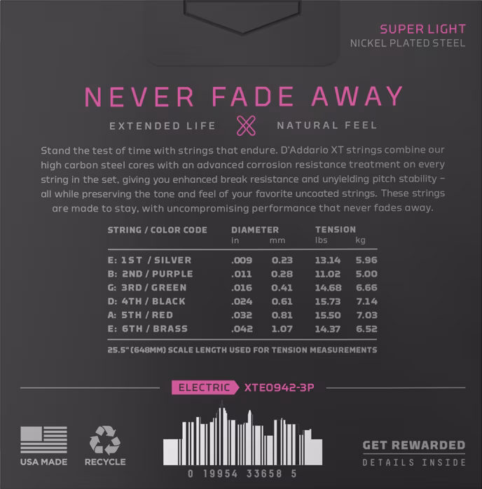 D'Addario XTE0942-3P - Corzi pentru chitară electrică