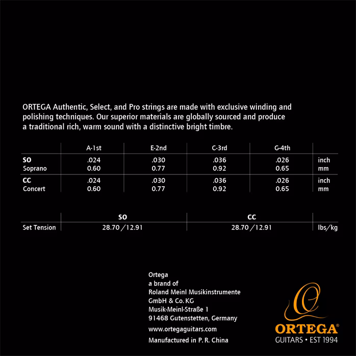 Ortega UKABK-SO - Corzi ukulele sopran 