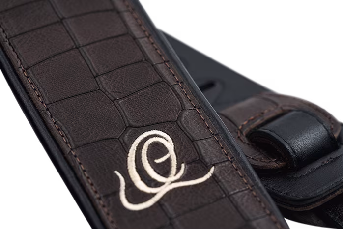 Ortega Leather Strap Dark Brown Croco - Curea chitară