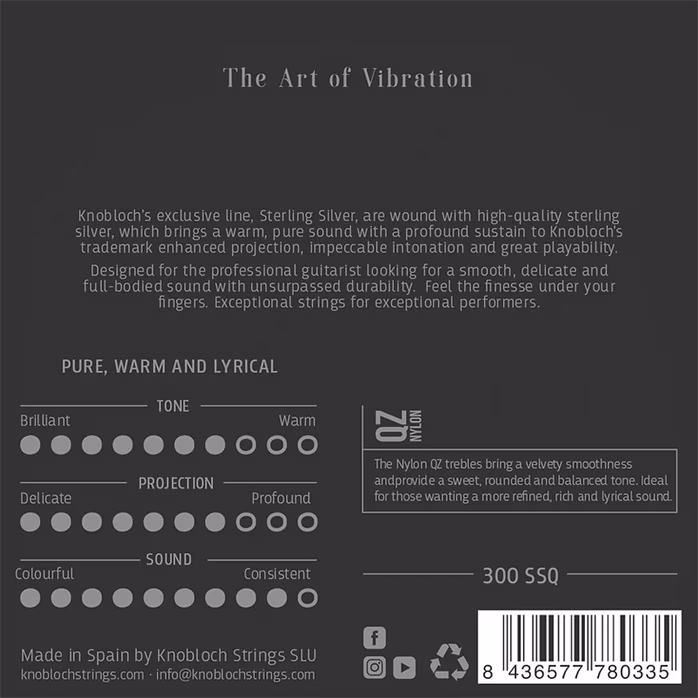 Knobloch STERLING SILVER QZ Nylon Medium Tension 33.5  - Corzi din nailon pentru chitară clasică
