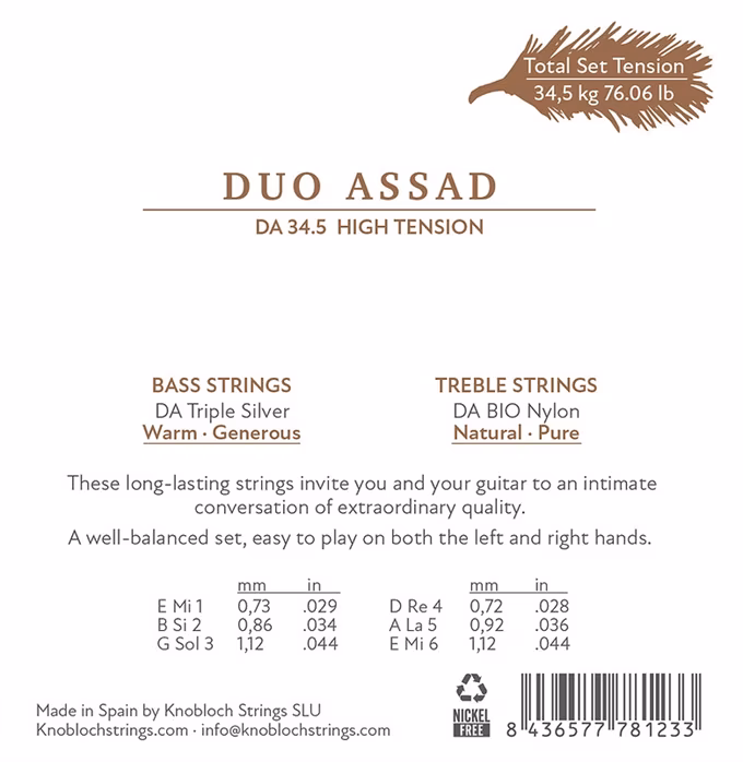 Knobloch DUO ASSAD TS High Tension 34.5 - Corzi din nailon pentru chitară clasică