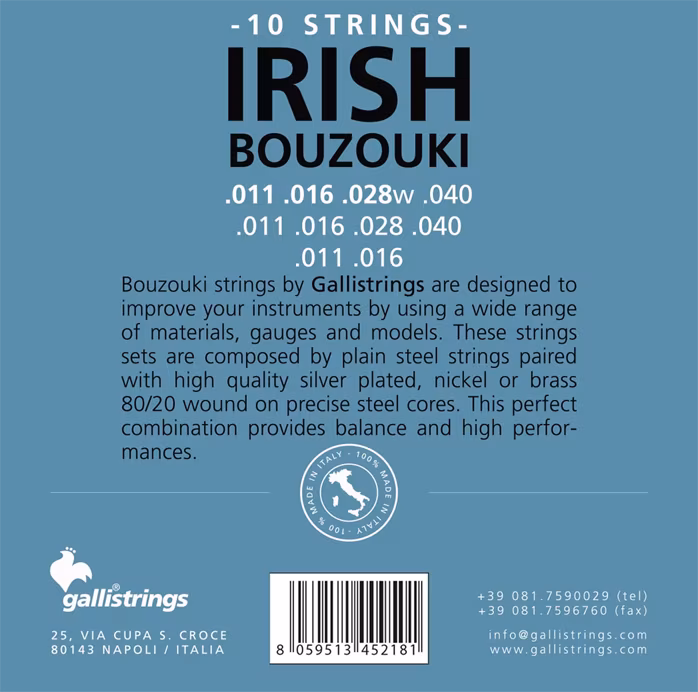 Galli BP80 CL Irish Bouzouki Custom Light - Corzi bouzouki irlandez
