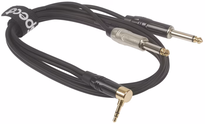 Bespeco ROCKIT Interlink Cable Jack 3,5 TRS M 90° - 2x Jack TS 1,5 m - Cablu de conexiune