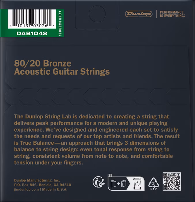 Dunlop DAB1048 - Corzi de metal pentru chitară acustică