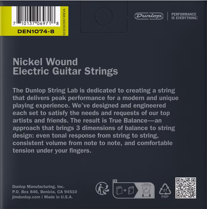 Dunlop DEN1074 - Corzi pentru chitară electrică cu 8 corzi