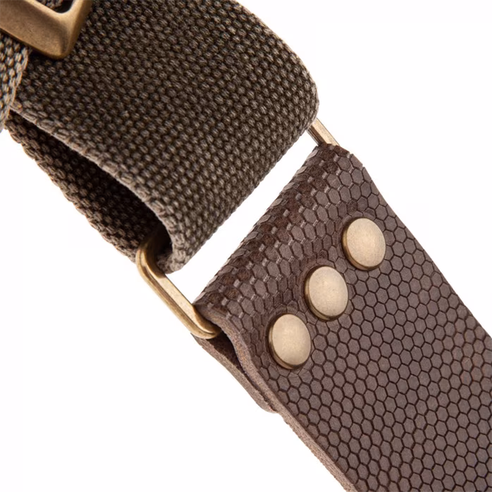 Magrabò Stripe SC Cotton Washed Olive Green / Twinkle Grey 5 cm - Curea chitară