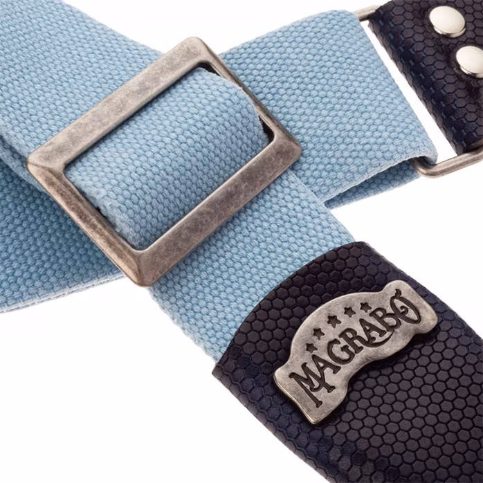 Magrabò Stripe SC Cotton Washed Light Blue 5 cm - Curea chitară