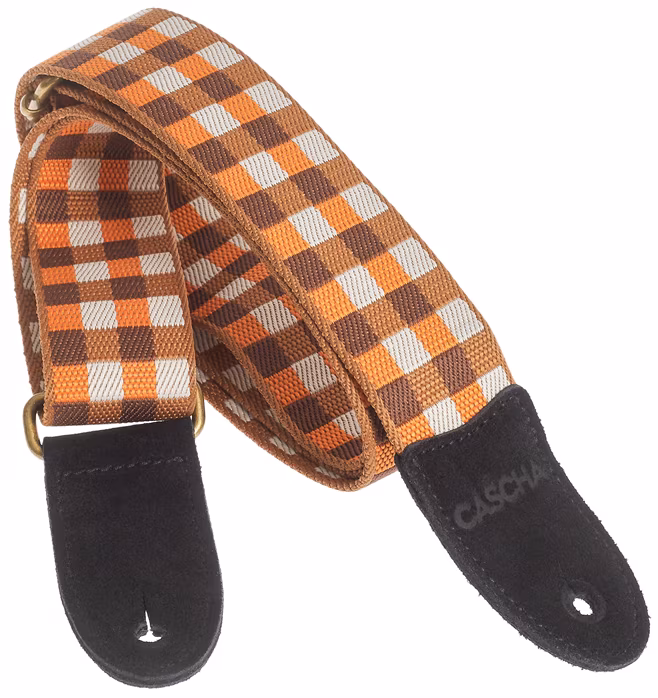 Cascha CUS-JW4 Ukulele Strap Jacquard - Checkered Orange - Curea ukulele 