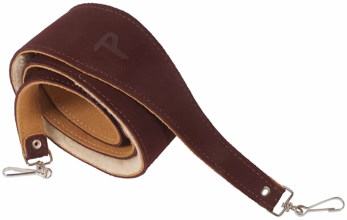 Perri's Leathers 7664 2.5” Soft Suede Sheepskin Padded Banjo Strap with Metal Hooks Dark Brown - Curea pentru banjo 