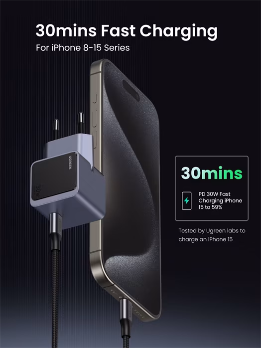 Ugreen Quick Charger 35041 Nexode S 30 W USB-C GaN  - Încărcător