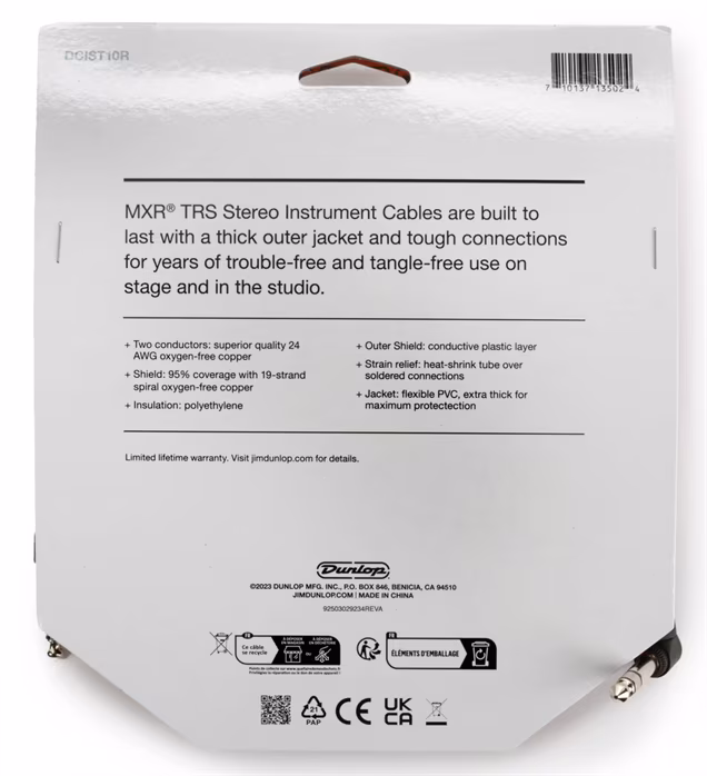Dunlop TRS Stereo Instrument Cable 3 m (neambalat) - Cablu de conexiune