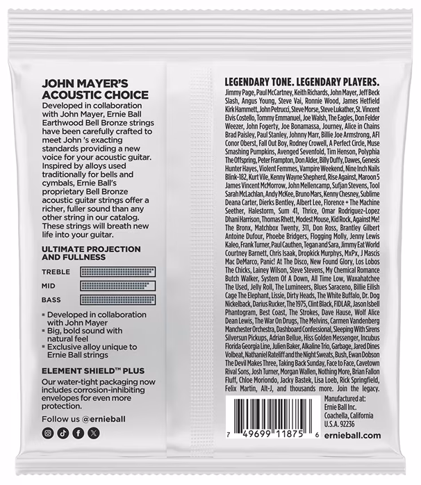 Ernie Ball Light Earthwood Bell Bronze Acoustic 11-52 - Corzi de metal pentru chitară acustică