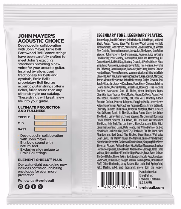 Ernie Ball Extra Light Earthwood Bell Bronze Acoustic 10-50 - Corzi de metal pentru chitară acustică