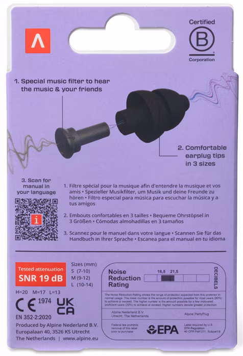 Alpine Partyplug Black - Protecţie urechi 