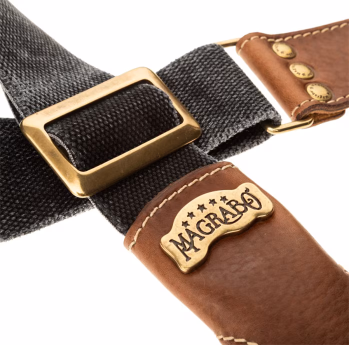 Magrabò Stripe SS Cotton Washed Black 5 cm, Washed Mogano - Curea chitară