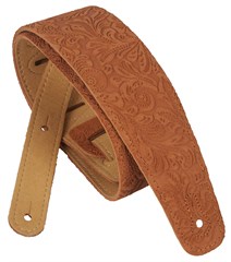 Perri's Leathers 7194 Decorated Suede Guitar Strap Floral Tan