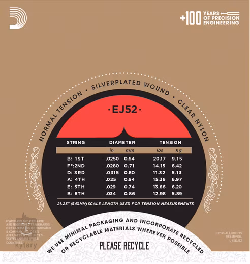 D'Addario EJ52 - Struny na altovú gitaru