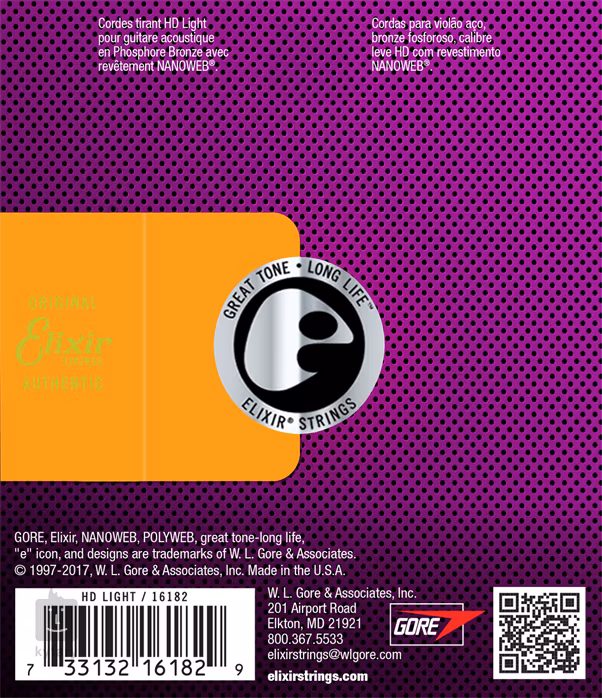 Elixir Nanoweb Phosphor Bronze HD Light - Kovové struny na akustickú gitaru