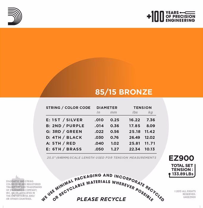 D'Addario EZ900 - Kovové struny na akustickú gitaru