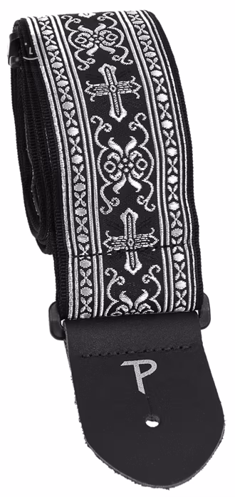 Perri's Leathers 6548 Jacquard Silver Cross - Gitarový popruh