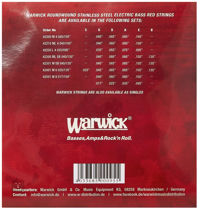Warwick 42300 ML - Struny na päťstrunovú basgitaru