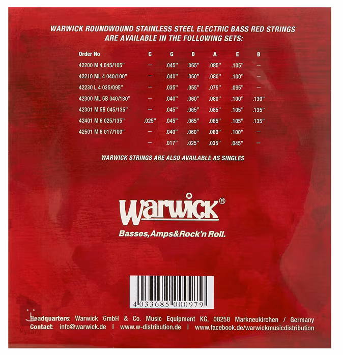 Warwick 42301 M - Struny na päťstrunovú basgitaru