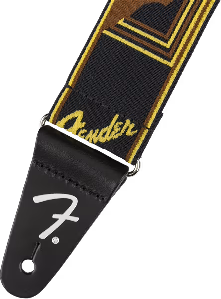Fender Weighless Monogramm Strap Black/Yellow/Brown - Gitarový popruh