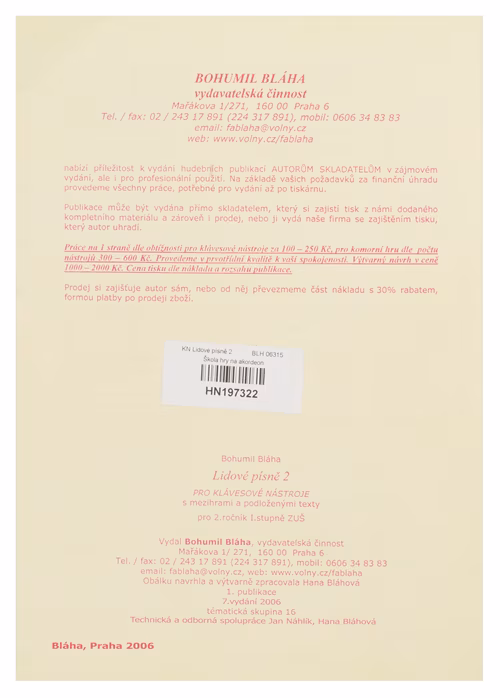 KN Lidové písně 2 - Škola hry na akordeón