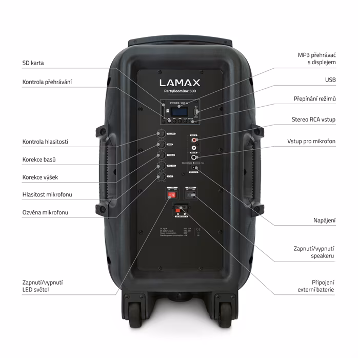 LAMAX PartyBoomBox500 - Bezdrôtový prenosný reproduktor