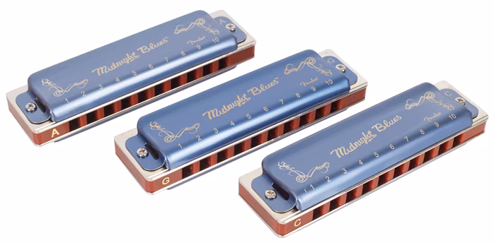 Fender Midnight Blues Harmonica Pack of 3 with Case - Súprava fúkacích harmoník