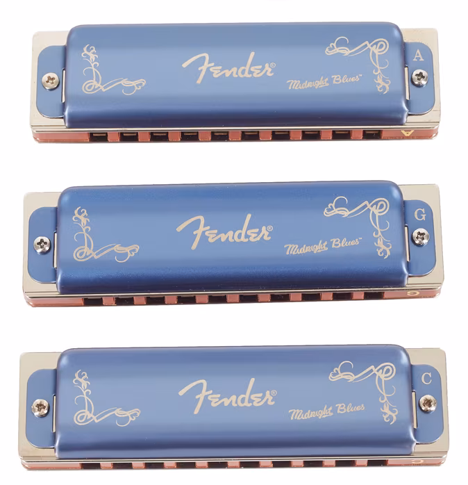 Fender Midnight Blues Harmonica Pack of 3 with Case - Súprava fúkacích harmoník