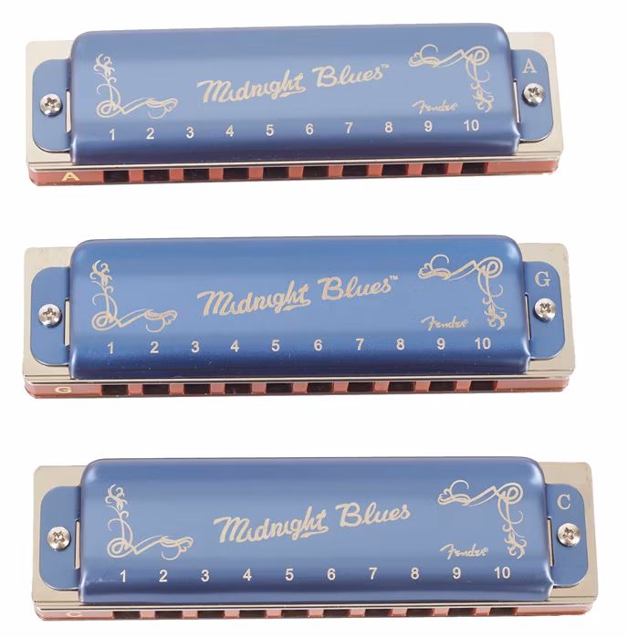 Fender Midnight Blues Harmonica Pack of 3 with Case - Súprava fúkacích harmoník