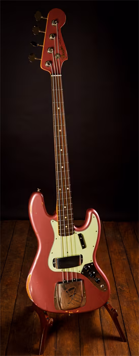 Fender 2017 Custom Shop 64 Jazz Bass JRN Relic Burgundy Mist - Elektrická basgitara