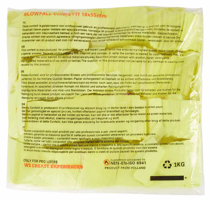 Tcm Fx Slowly falling rectangular confetti 55x18mm, neon-yellow, UV - Konfety