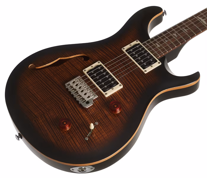 PRS SE Custom 22 Semi-Hollow Violin Top Carve Black Gold Sunburst - Semiakustická gitara