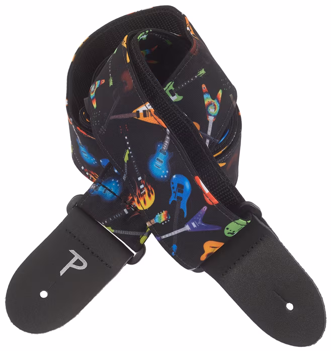 Perri's Leathers 7642 Design Fabric Strap Guitars All Over - Gitarový popruh