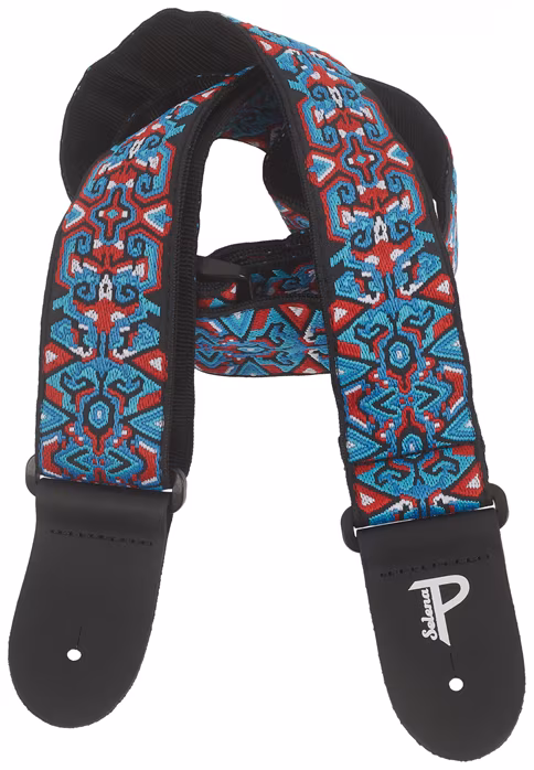 Perri's Leathers 7650 Hope Collection Geometric Red & Blue - Gitarový popruh