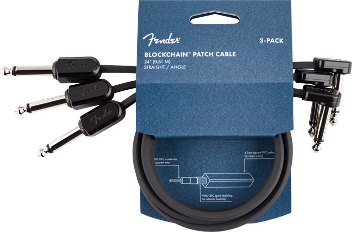 Fender Blockchain 24" Patch Cable, 3-pack, Straight/Angled - Spájací kábel