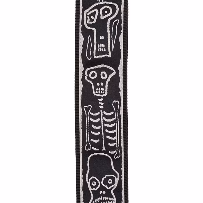 D'Addario Joe Satriani Planet Lock Guitar Strap Skull n' Bones - Gitarový popruh