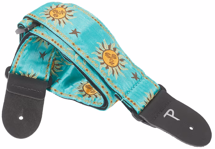 Perri's Leathers 7310 Jacquard Teal Suns - Gitarový popruh