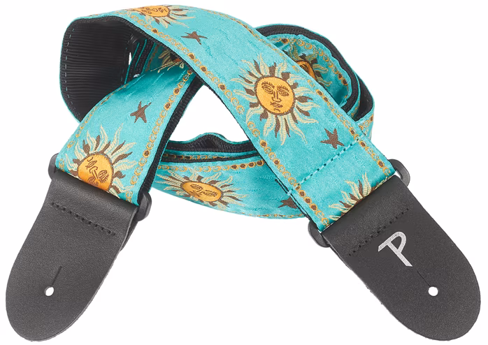 Perri's Leathers 7310 Jacquard Teal Suns - Gitarový popruh
