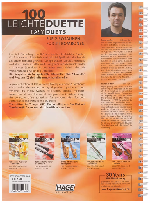 MS 100 Easy duets for 2 trombones (použité) - Noty pre trombón