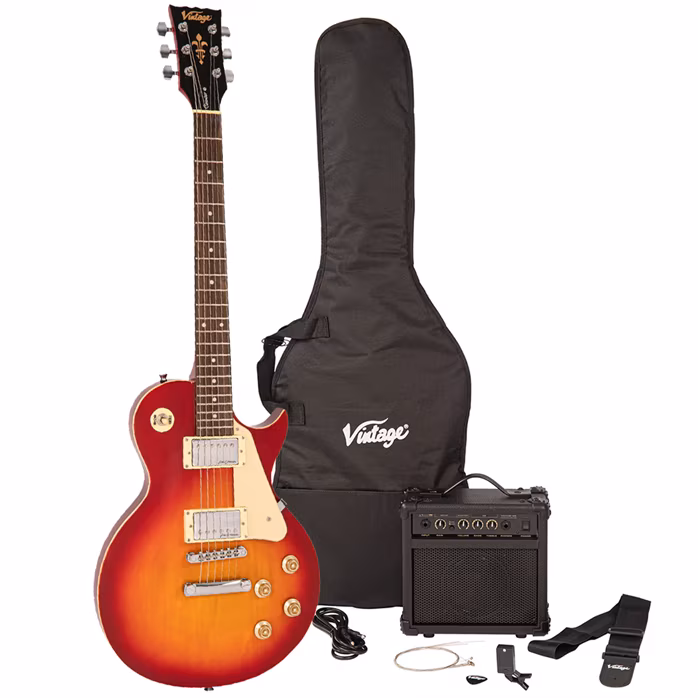 Vintage V10 Coaster Pack Cherry Sunburst - Elektrická gitara set