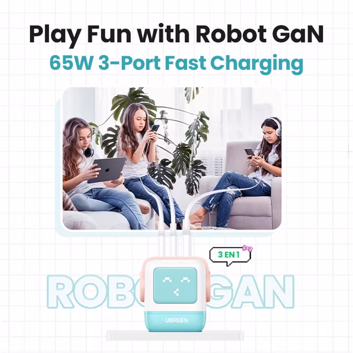 Ugreen Quick Charger 35855 Nexode RG 65W 3-Port GaN EU - Nabíječka