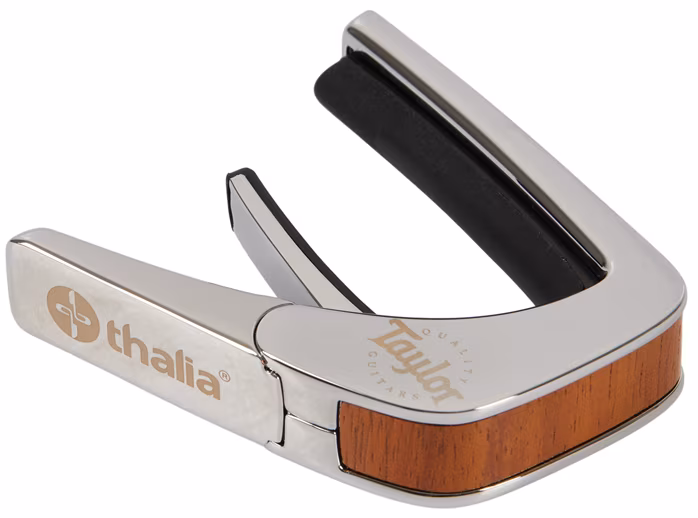 Thalia Taylor Koa Black Logo Chrome - Kapodaster