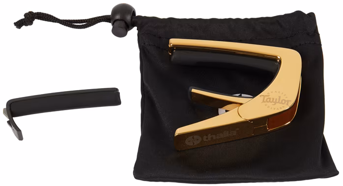 Thalia Taylor Koa Black Logo Gold - Kapodaster